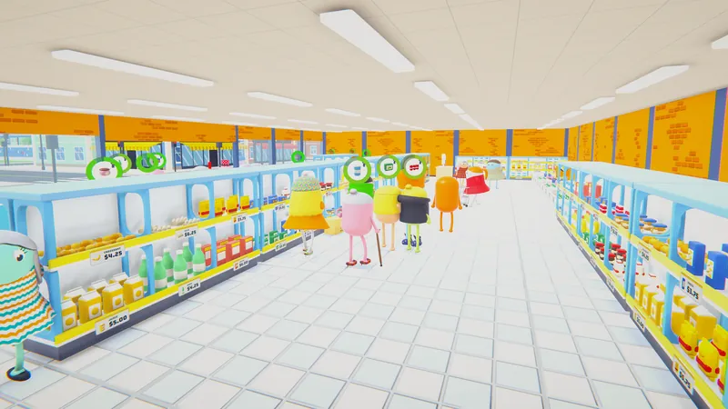 Rush hour: shoppers crowding an aisle between full shelves